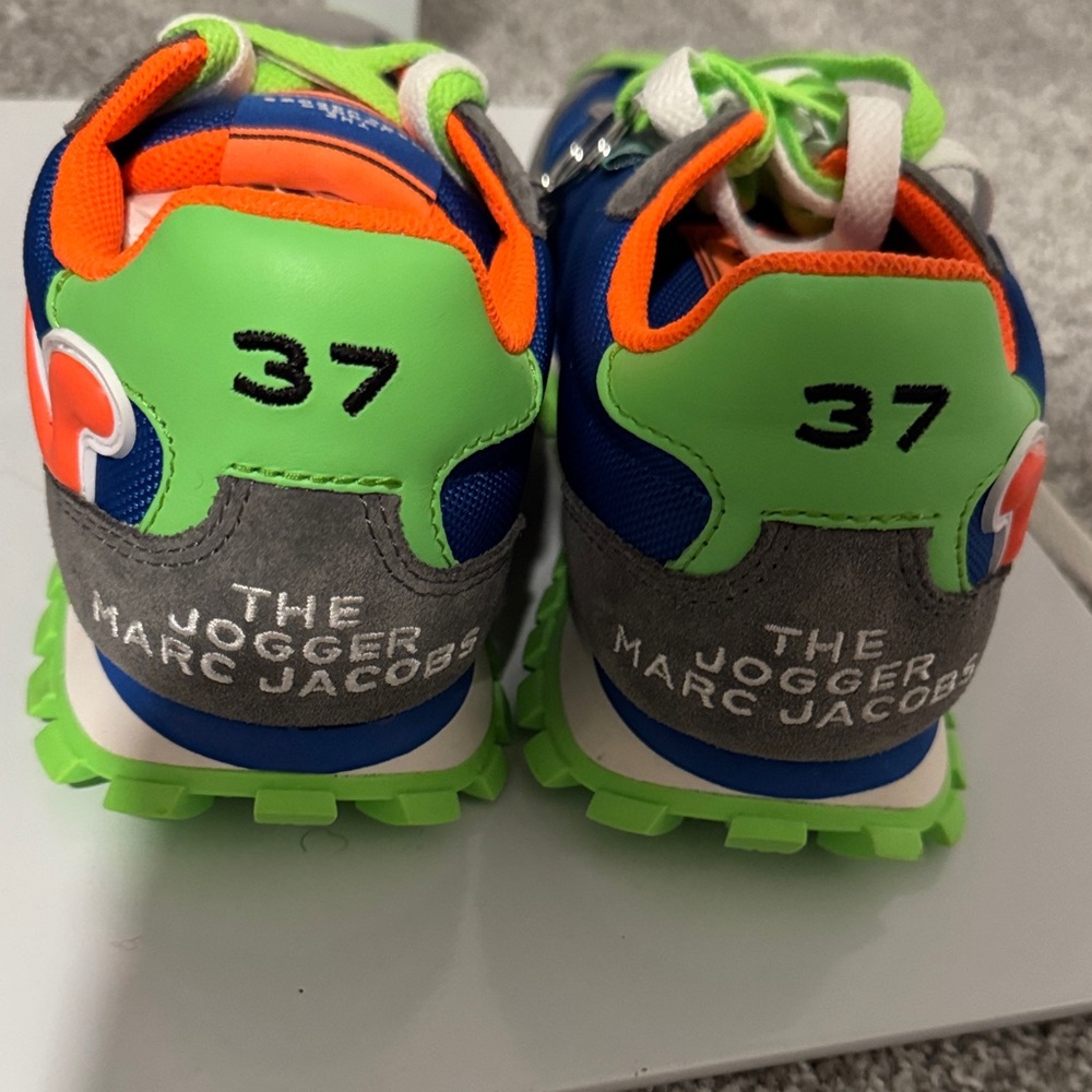 Marc Jacobs Blue Sneakers with Neon Green & Orange Accents - Picture 3 of 8